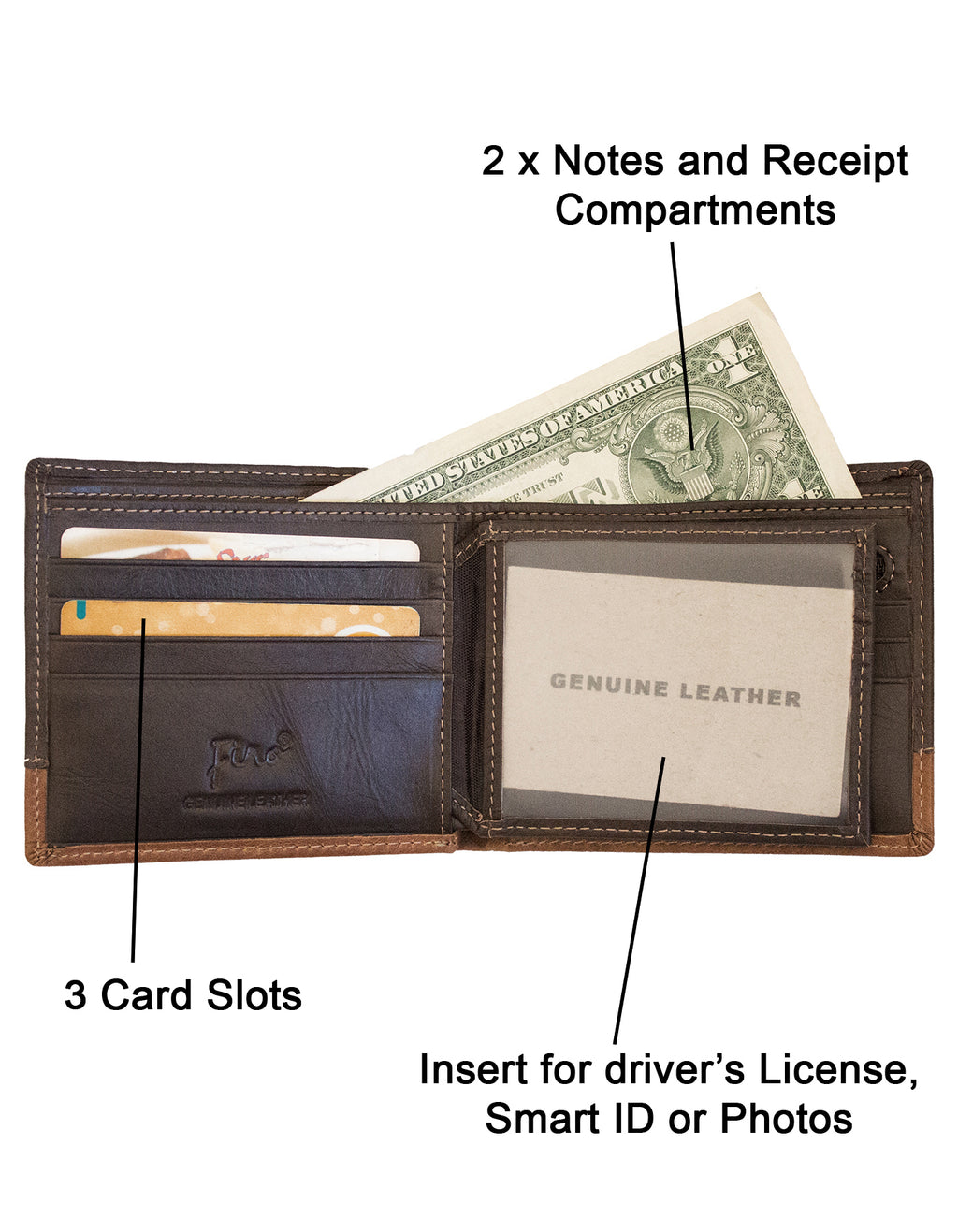 Fino HL-523 Italian Top Grain Genuine Leather Card Wallet with Box