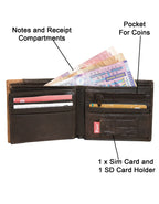 Fino HL-742 Genuine Leather Embossed Card Wallet with SD Card Holder & Box