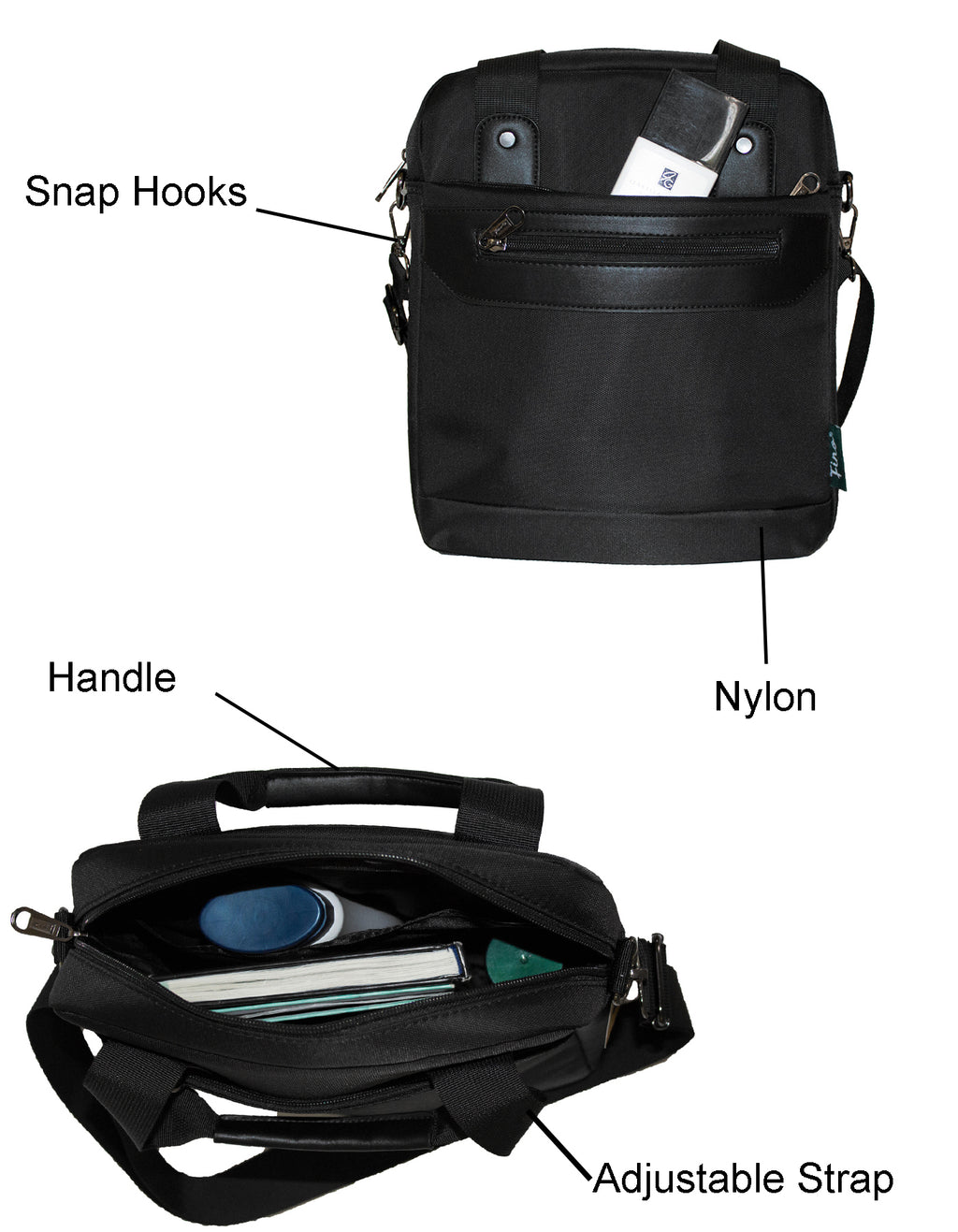 Fino HY-1228 Unisex Water-Resistant Nylon Shoulder/ Crossbody Bag