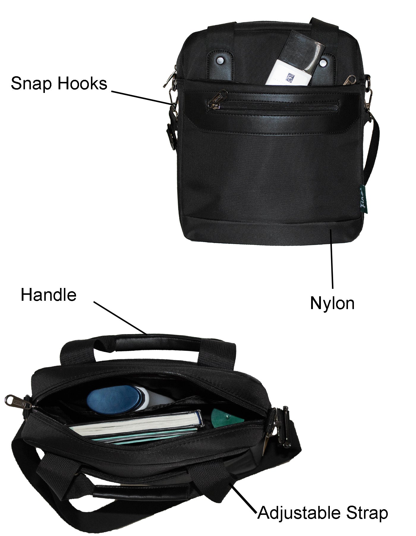 Fino HY-1228 Unisex Water-Resistant Nylon Shoulder/ Crossbody Bag