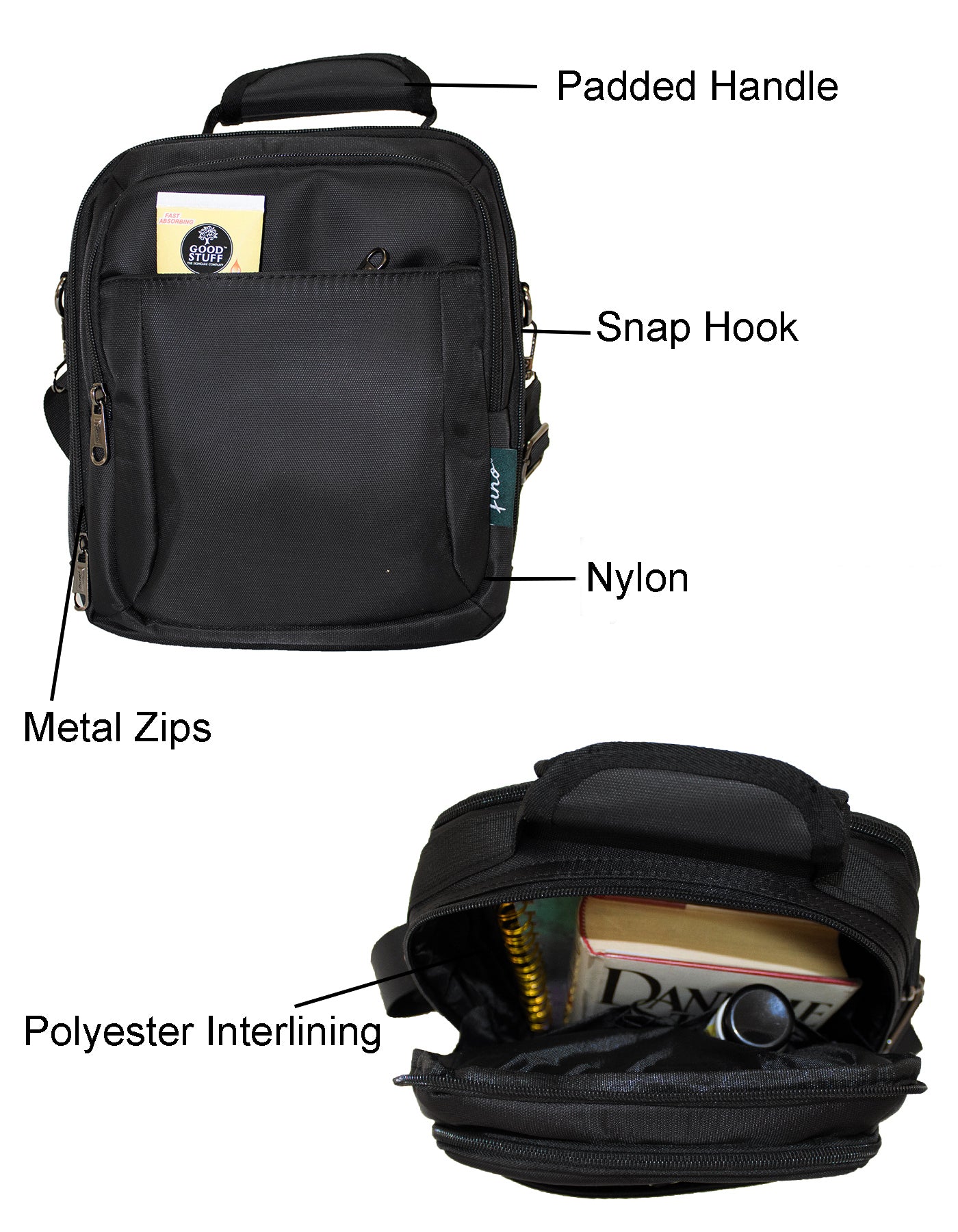 Fino HY-1303 Unisex Nylon Shoulder/ Crossbody Water-Resistant Bag