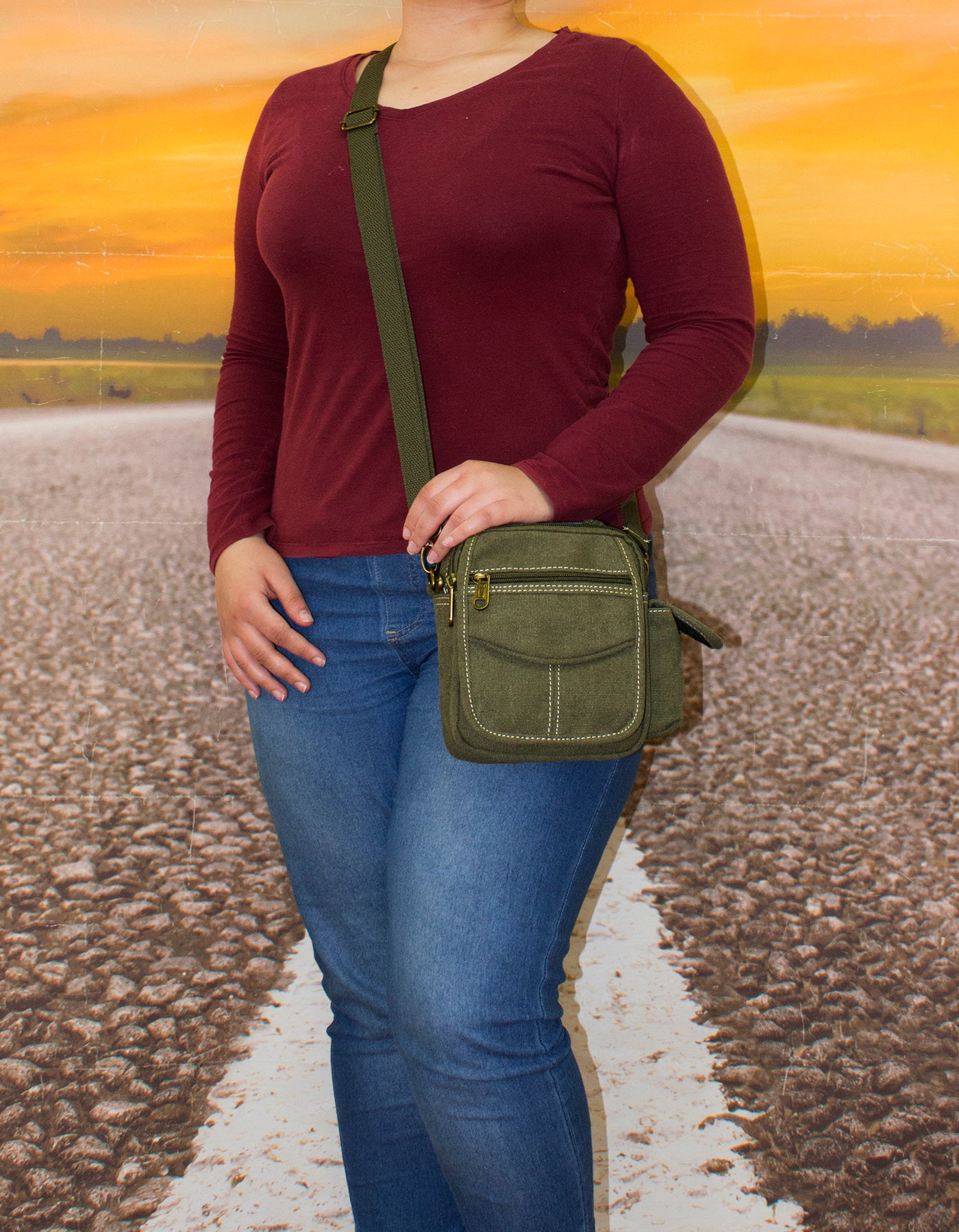 Fino HY-B810 Unisex Mini Canvas Messenger/ Sling Bag