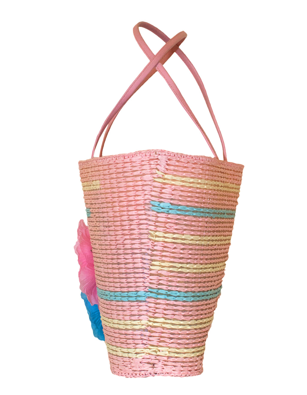 Fino JSZ-1440 Straw Beach Bag with Front Flower Details