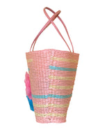 Fino JSZ-1440 Straw Beach Bag with Front Flower Details