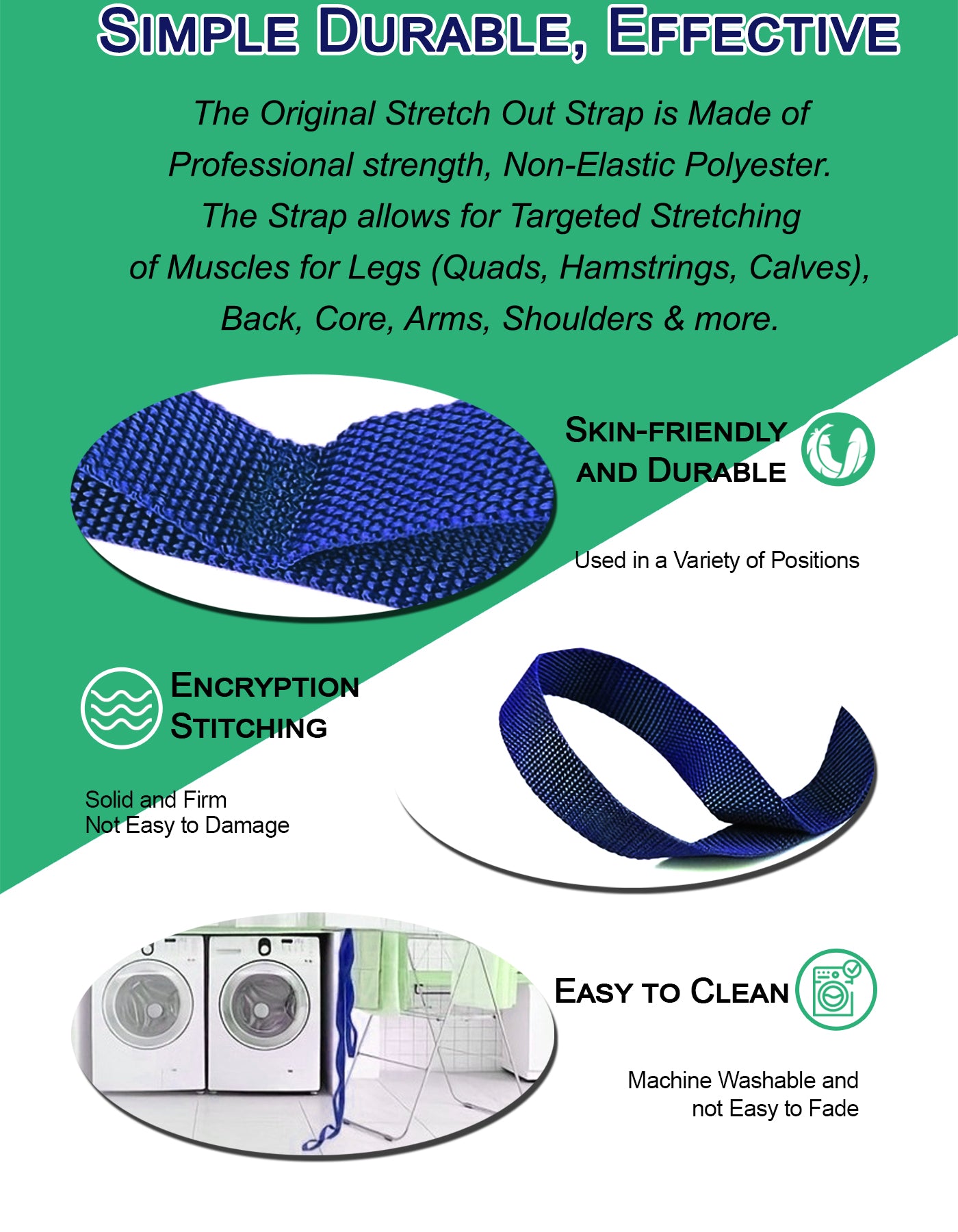 Tumaz Care 8 Loop Non-Elastic Yoga Strap for Stretch Therapy & Flexibility