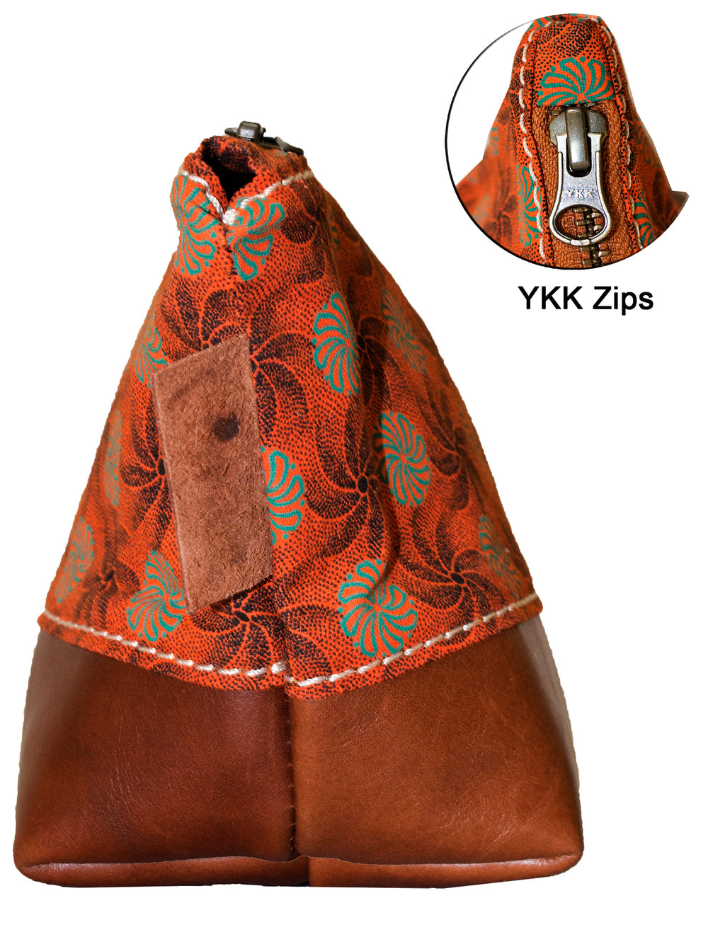 Luvsa LS-BS2209 Shweshwe Fabric & Genuine Leather Cosmetic / Toiletry Bag