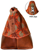 Luvsa LS-BS2209 Shweshwe Fabric & Genuine Leather Cosmetic / Toiletry Bag