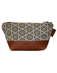 Luvsa LS-BS2209 Shweshwe Fabric & Genuine Leather Cosmetic / Toiletry Bag