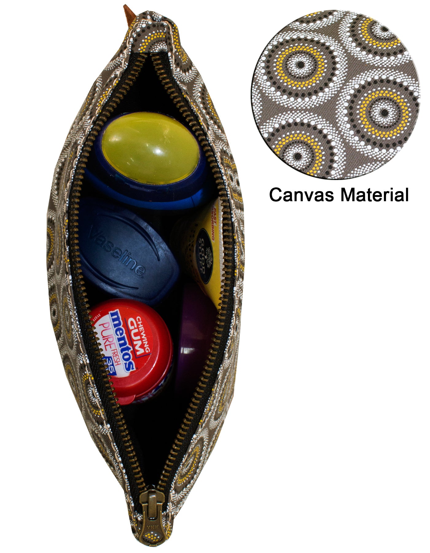 Luvsa LS-BS2209 Shweshwe Fabric & Genuine Leather Cosmetic / Toiletry Bag