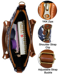 Luvsa LS-BS2211 Canvas Shoulder Bag & Genuine Leather Detail