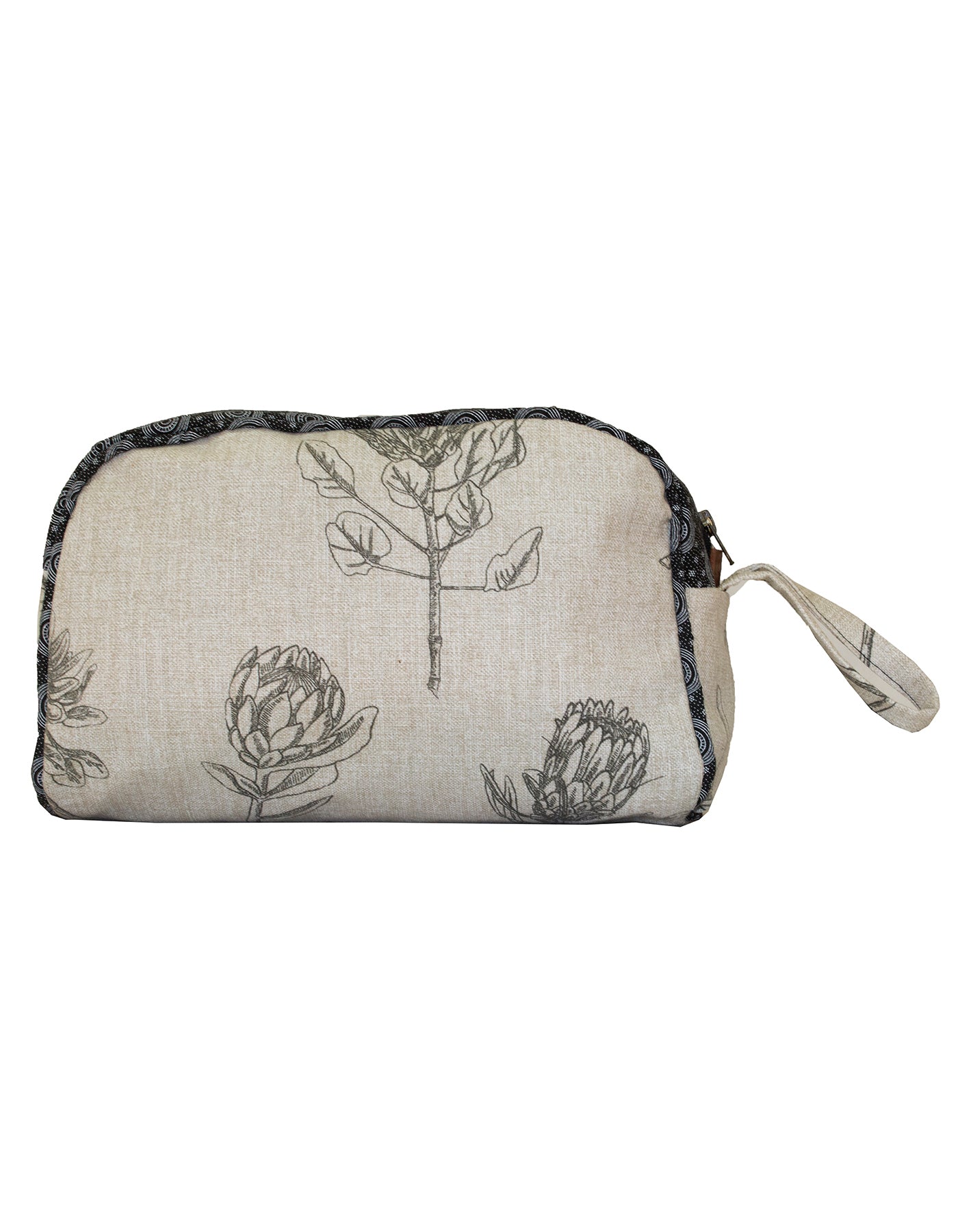 Luvsa LS-BS2215A Unisex ShweShwe & Canvas Protea Print Design Toiletry Bag