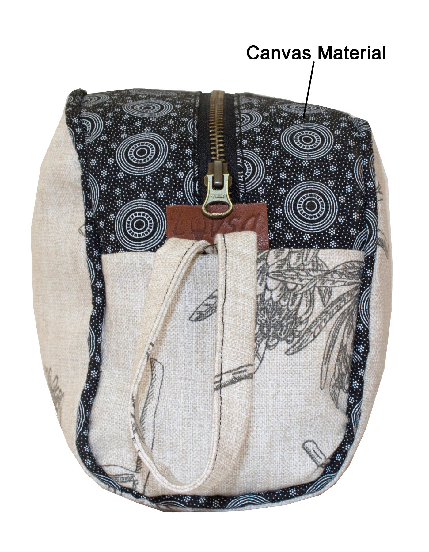 Luvsa LS-BS2215A Unisex ShweShwe & Canvas Protea Print Design Toiletry Bag