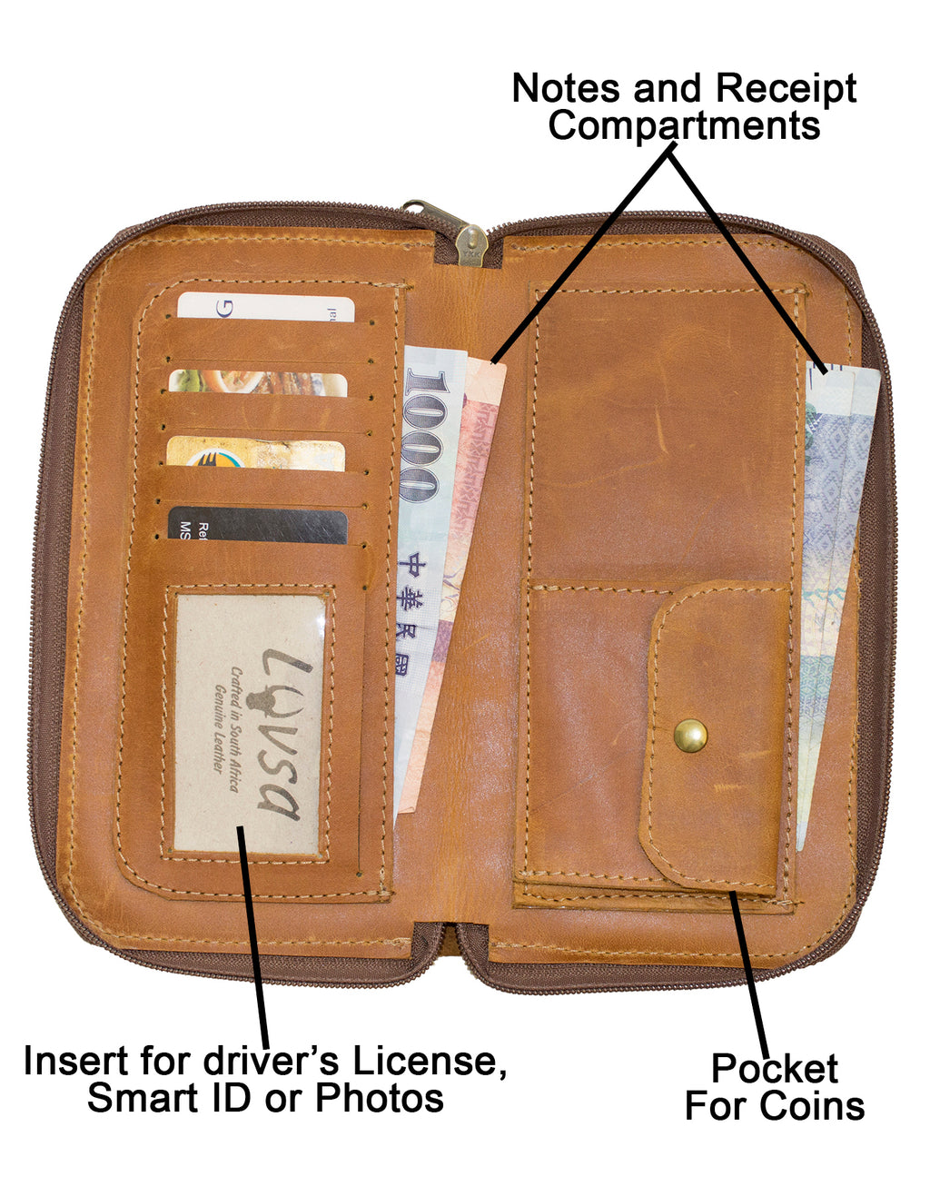 Luvsa LS-FA2401 Full Grain Diesel Leather Travel/ Phone/ Card Holder Wallet