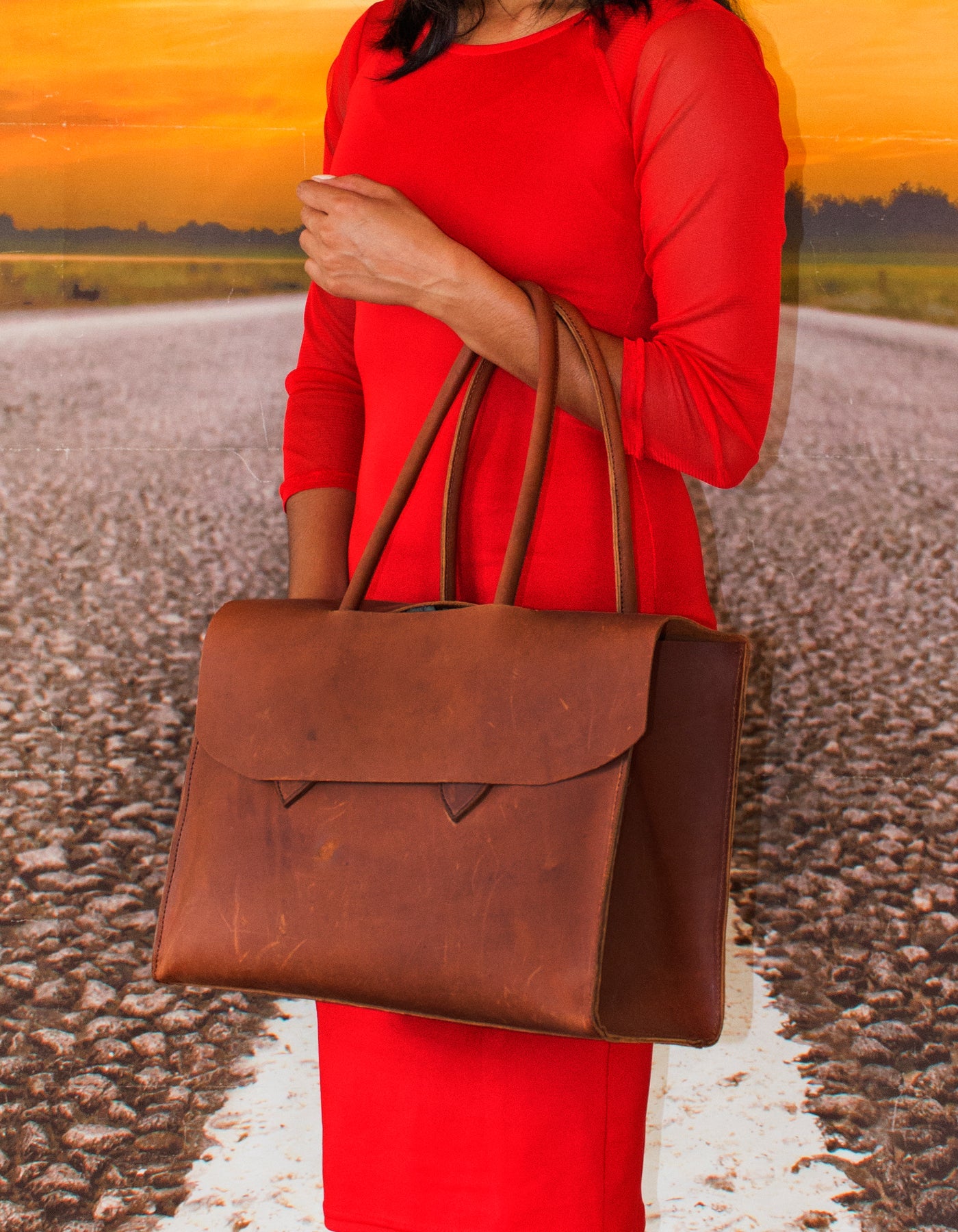 Luvsa LS-HO401 Full Grain Genuine Leather Women's Business Bag Genuine Leather Suede Interior