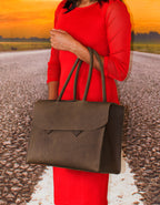 Luvsa LS-HO401 Full Grain Genuine Leather Women's Business Bag Genuine Leather Suede Interior