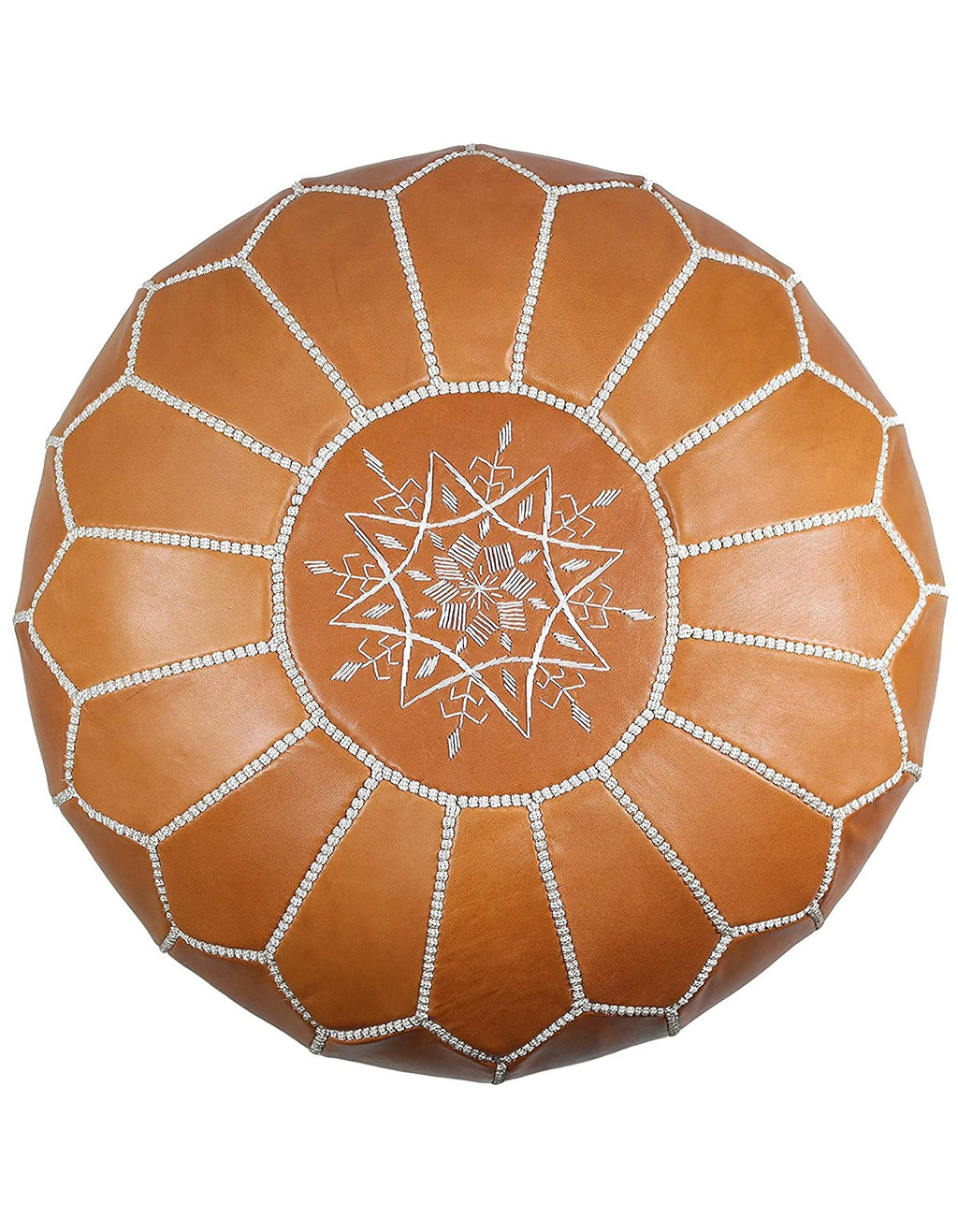 Luvsa LS-LB200 100% Handmade Leather Pouf/ Ottoman by Moroccan Artisan - Blue