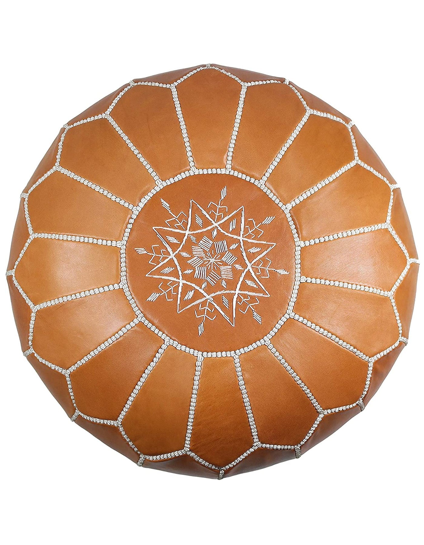 Luvsa LS-LB200 100% Handmade Leather Pouf/ Ottoman by Moroccan Artisan - Blue