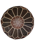 Luvsa LS-LB200 100% Handmade Leather Pouf/ Ottoman by Moroccan Artisan - Blue