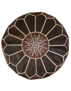 Luvsa LS-LB200 100% Handmade Leather Pouf/ Ottoman by Moroccan Artisan - Blue