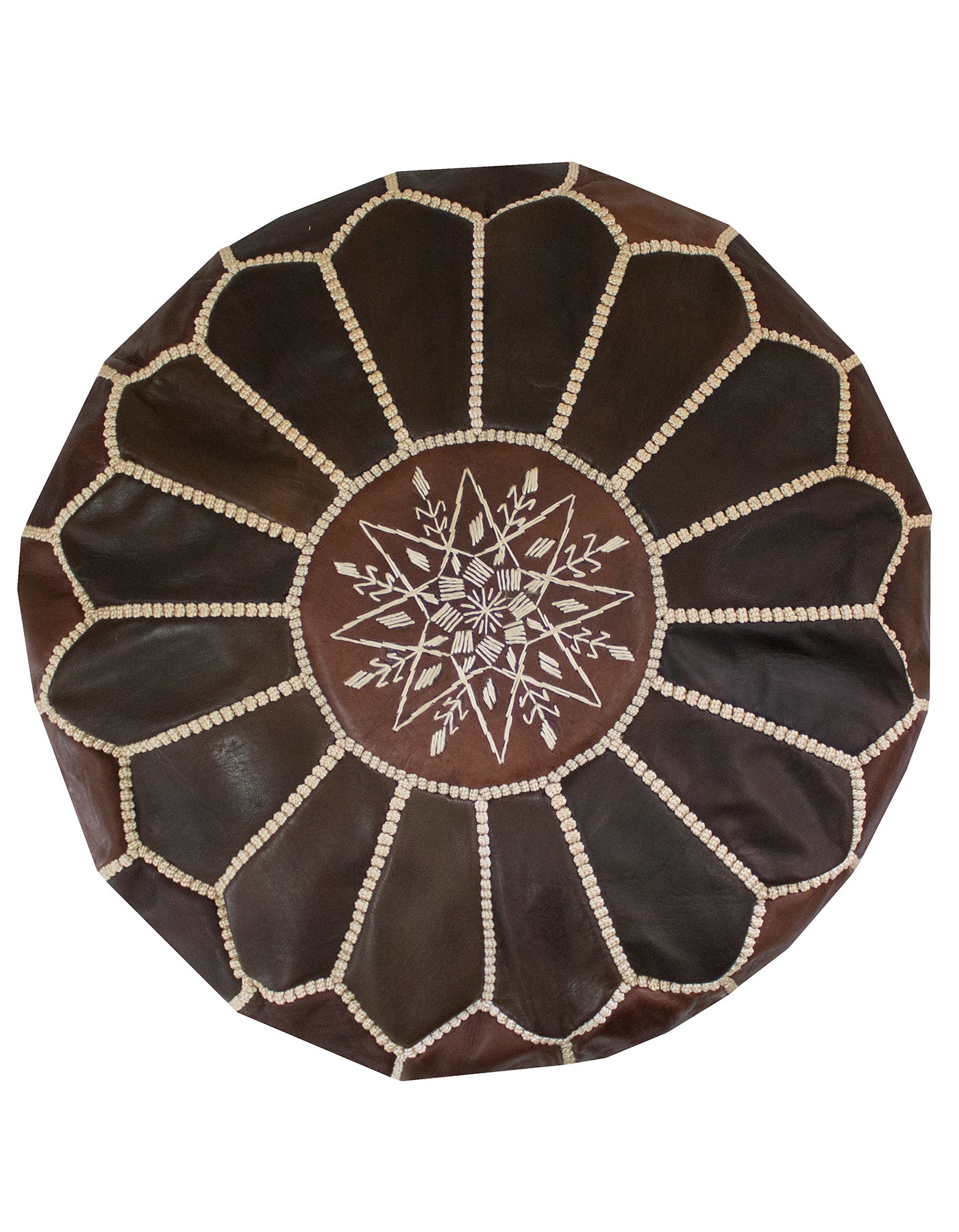 Luvsa LS-LB200 100% Handmade Leather Pouf/ Ottoman by Moroccan Artisan - Blue