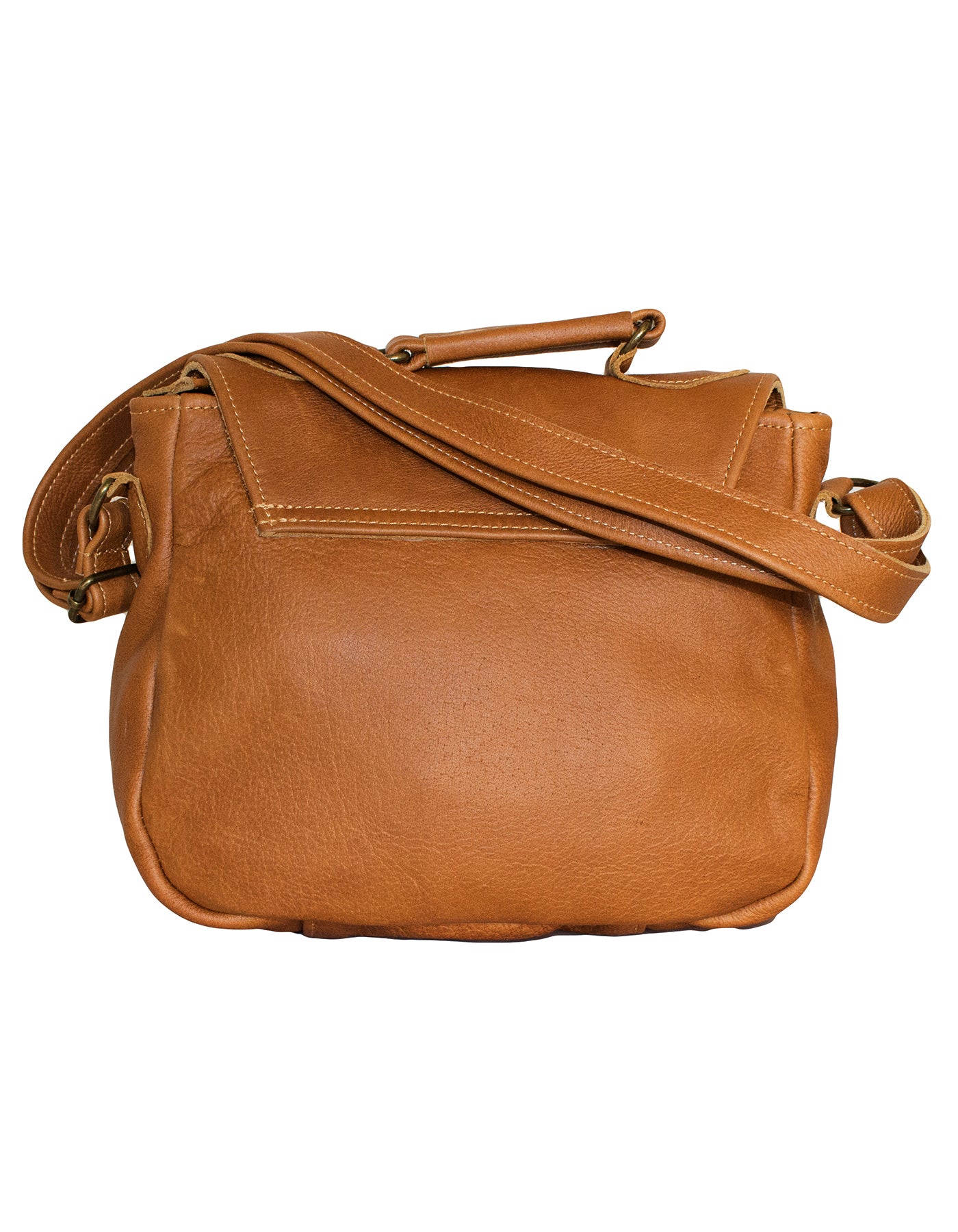 Luvsa LS-LB217 Full Grain Genuine Leather Shoulder Saddle Bag- Brown