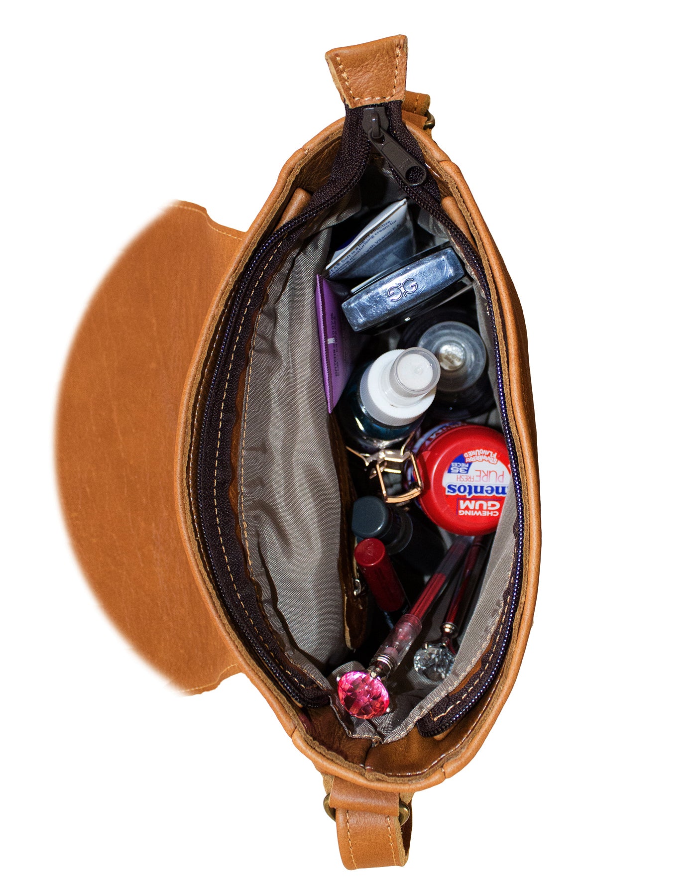 Luvsa LS-LB217 Full Grain Genuine Leather Shoulder Saddle Bag- Brown