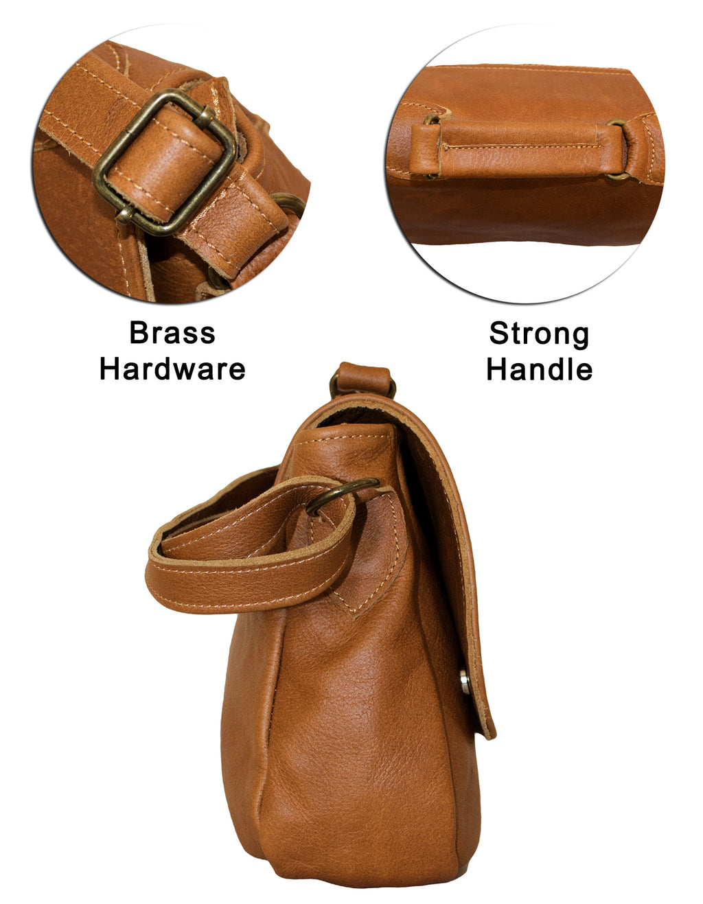 Luvsa LS-LB217 Full Grain Genuine Leather Shoulder Saddle Bag- Brown