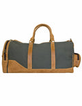 Luvsa LS-MS084 Full Grain Genuine Leather Vintage Heavy-Duty Canvas Duffle Bag