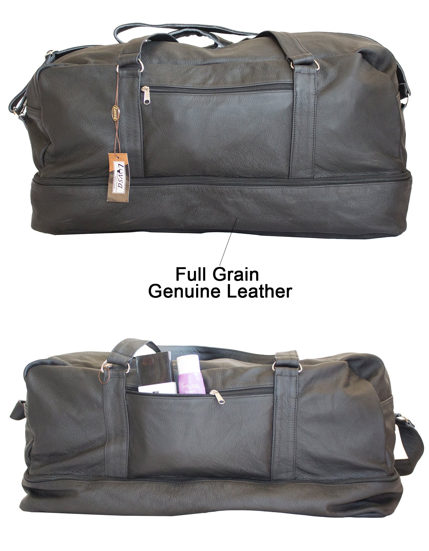 Luvsa LS-SEN11 Vintage Full Grain Genuine Leather 48L Travel Duffel Bag