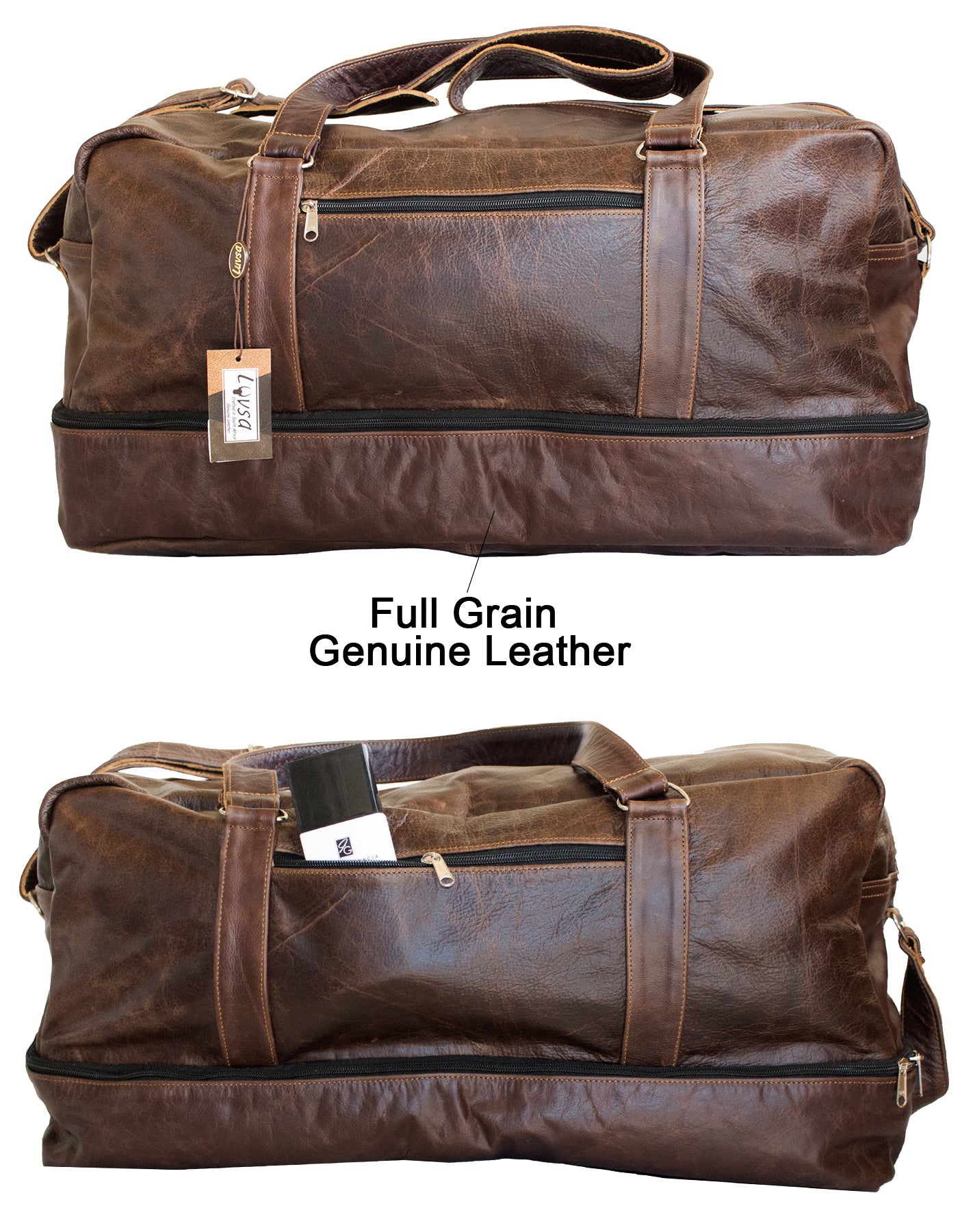 Luvsa LS-SEN11 Vintage Full Grain Genuine Leather 48L Travel Duffel Bag