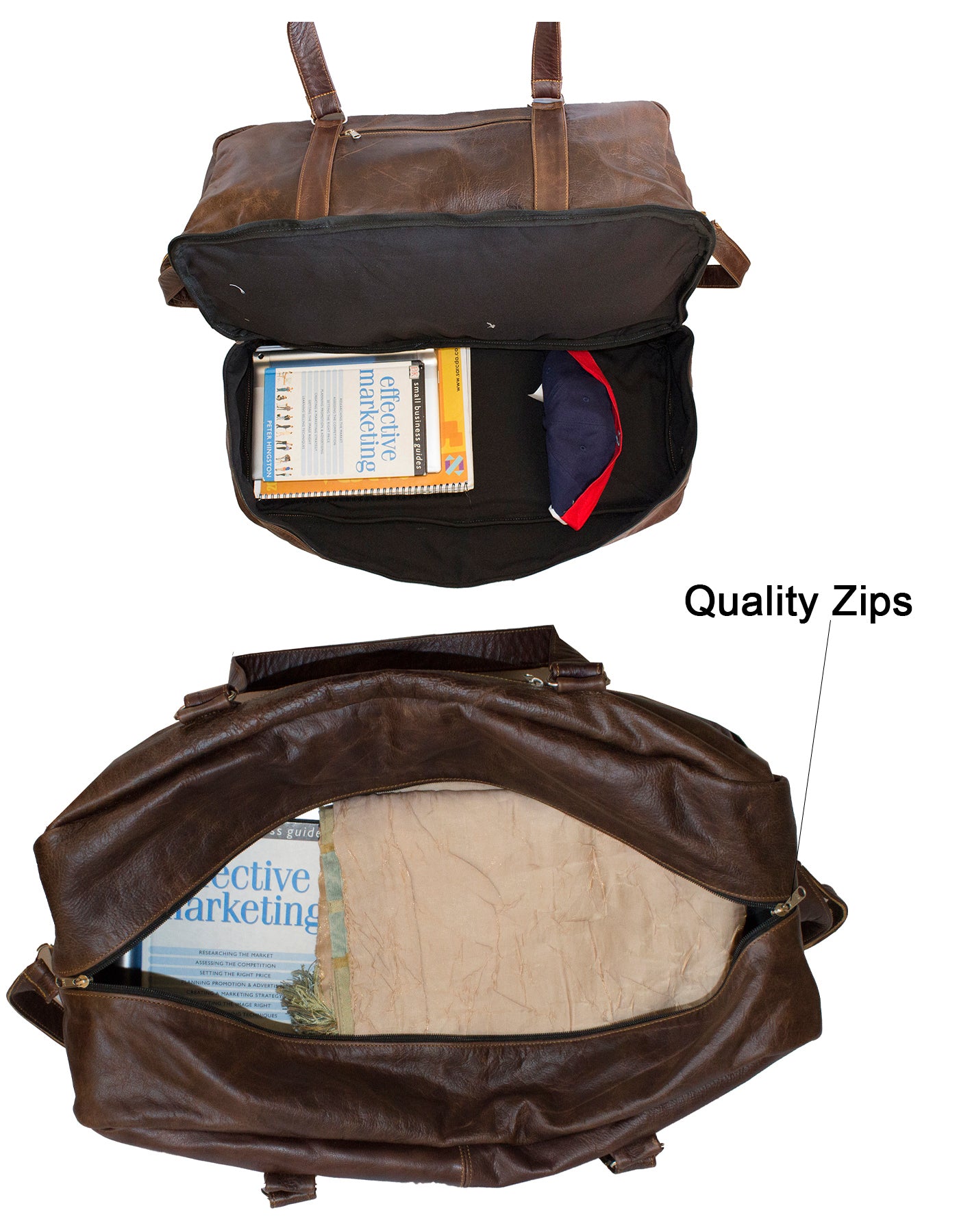 Luvsa LS-SEN11 Vintage Full Grain Genuine Leather 48L Travel Duffel Bag