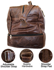 Luvsa LS-SEN11 Vintage Full Grain Genuine Leather 48L Travel Duffel Bag