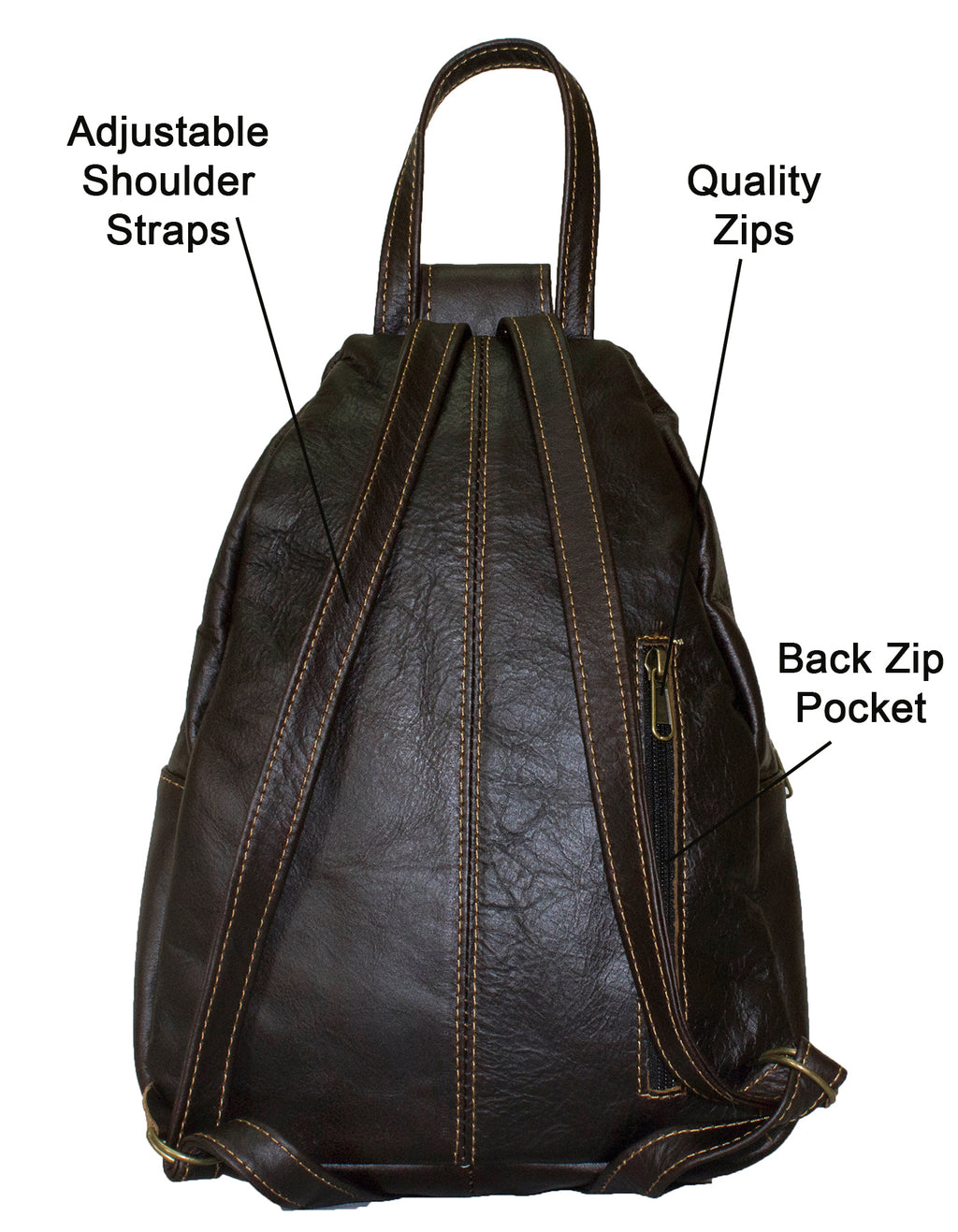 Luvsa LS-TJ121 Genuine Leather Backpack - Coffee
