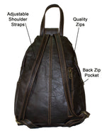 Luvsa LS-TJ121 Genuine Leather Backpack - Coffee