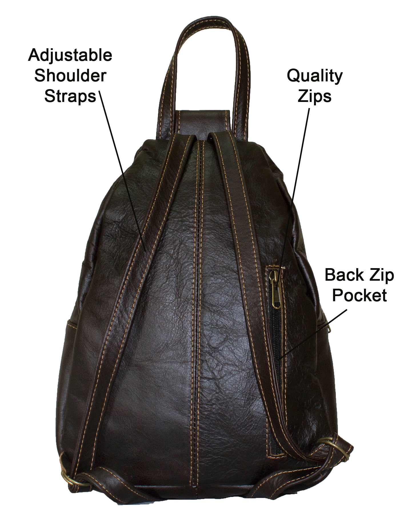 Luvsa LS-TJ121 Genuine Leather Backpack - Coffee
