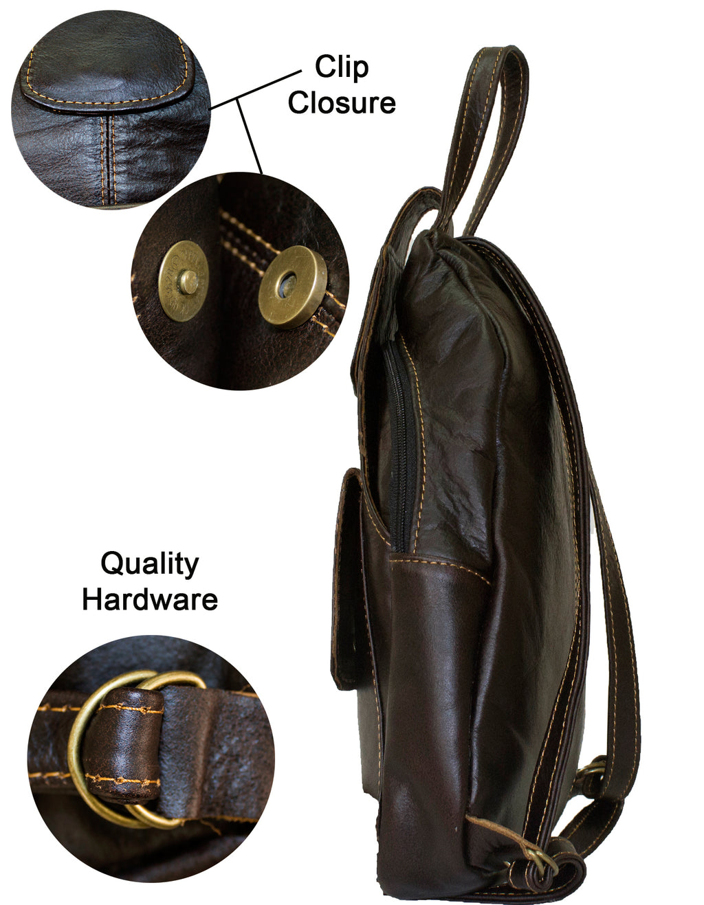 Luvsa LS-TJ121 Genuine Leather Backpack - Coffee