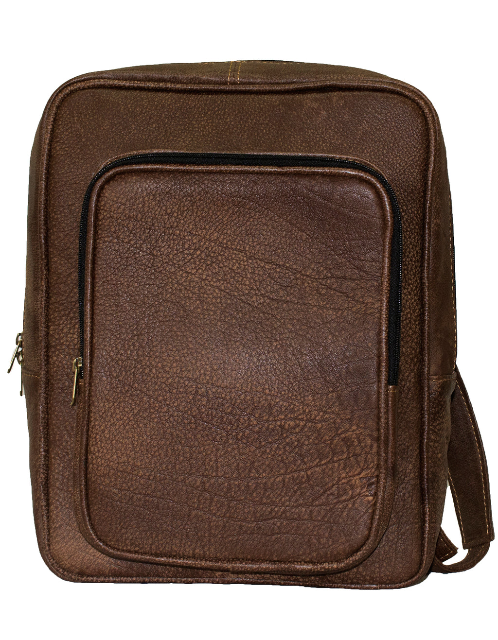 Luvsa LS-TJ128 Unisex Maxi Genuine Leather 15 Inch Laptop Backpack Strong Zips/ Quality Hardware-Brown