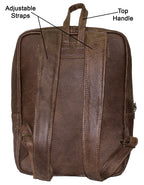 Luvsa LS-TJ128 Unisex Maxi Genuine Leather 15 Inch Laptop Backpack Strong Zips/ Quality Hardware-Brown