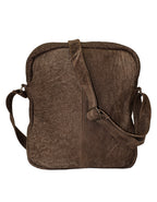 Luvsa LS-TJ130 Full Grain Genuine Leather Everyday Multi Pocket Compartments Sling Bag- Coffee