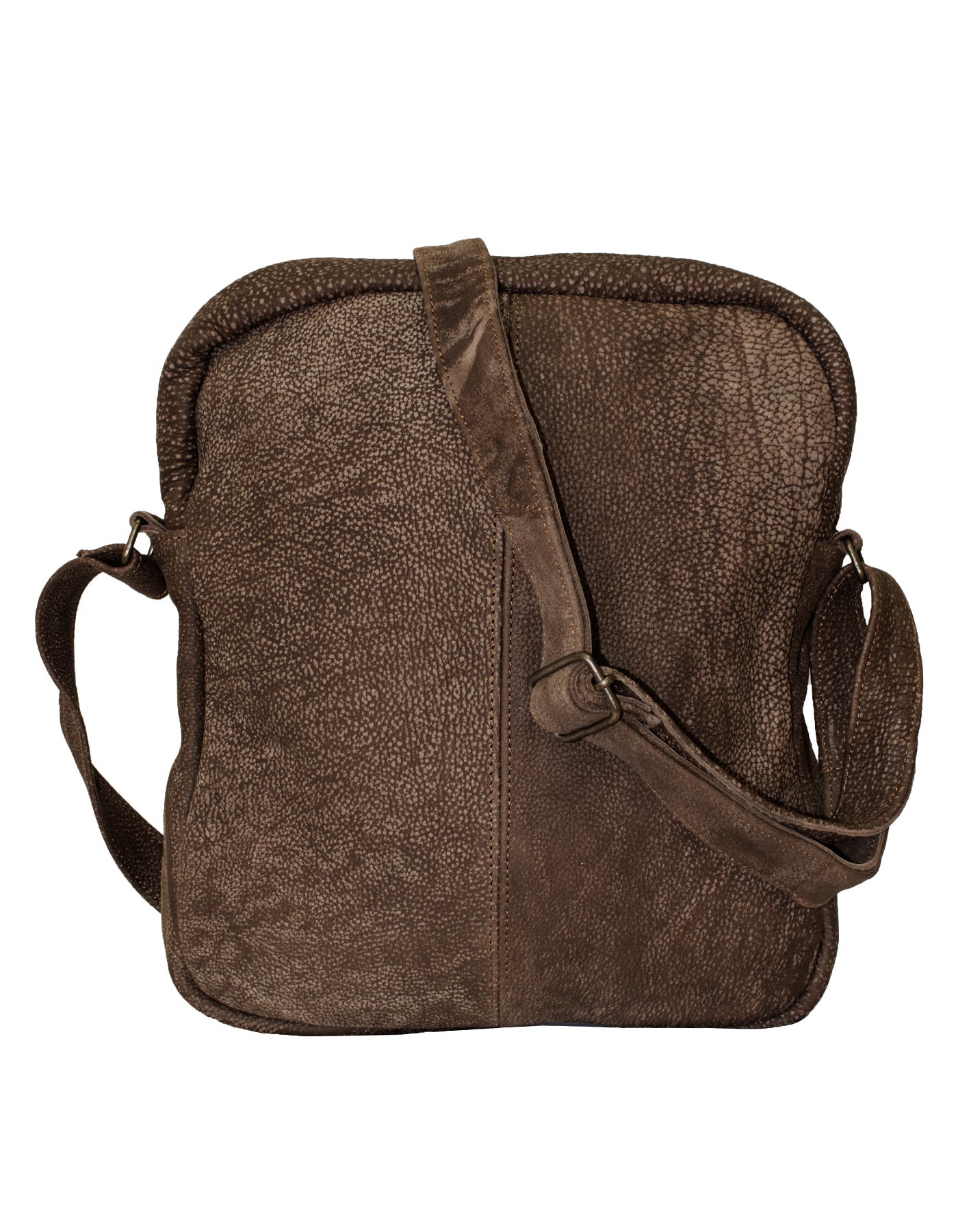 Luvsa LS-TJ130 Full Grain Genuine Leather Everyday Multi Pocket Compartments Sling Bag- Coffee