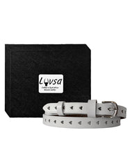 Luvsa LS2022B Women’s Genuine Leather Belt with Heart Design  One Size/ Silver Tone Buckle with Box