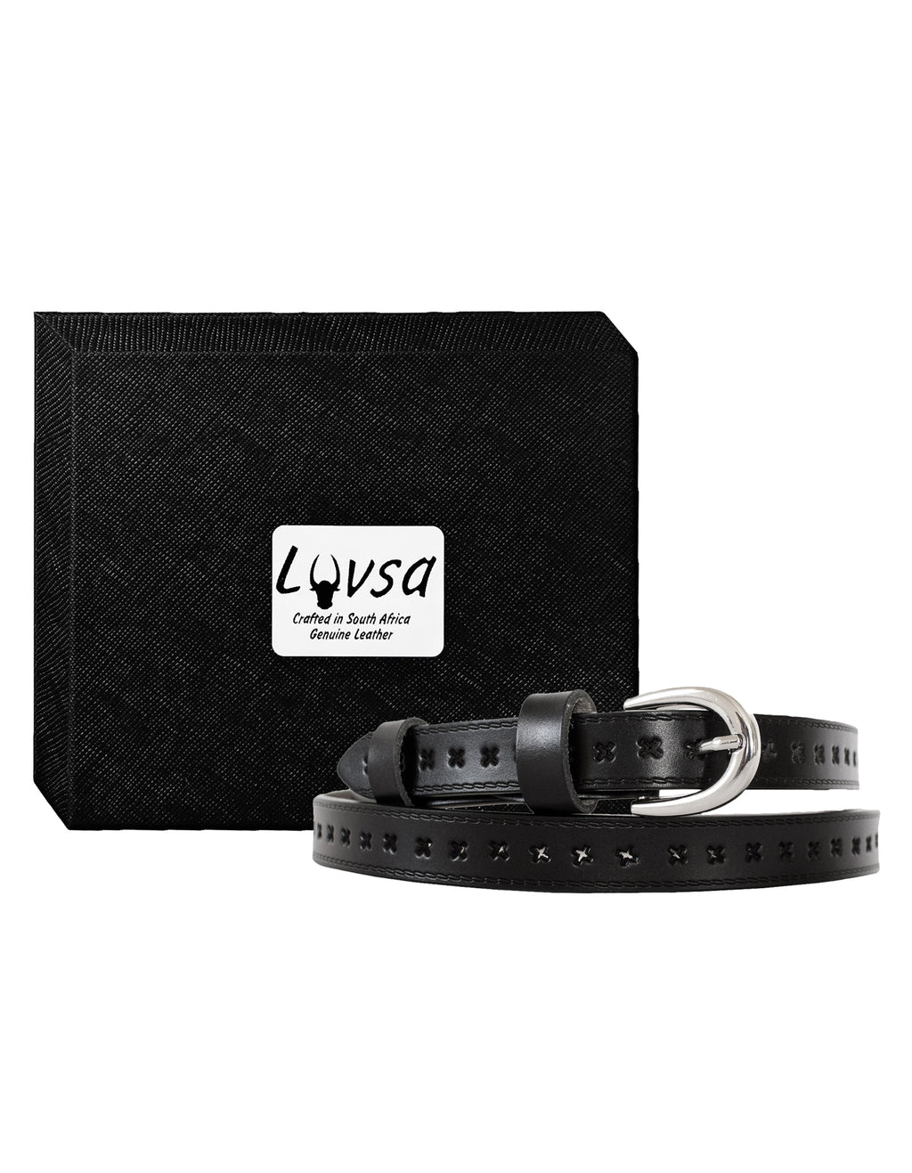 Luvsa LS2022C Women’s Genuine Leather Belt One Size/ Silver Tone Buckle with Box