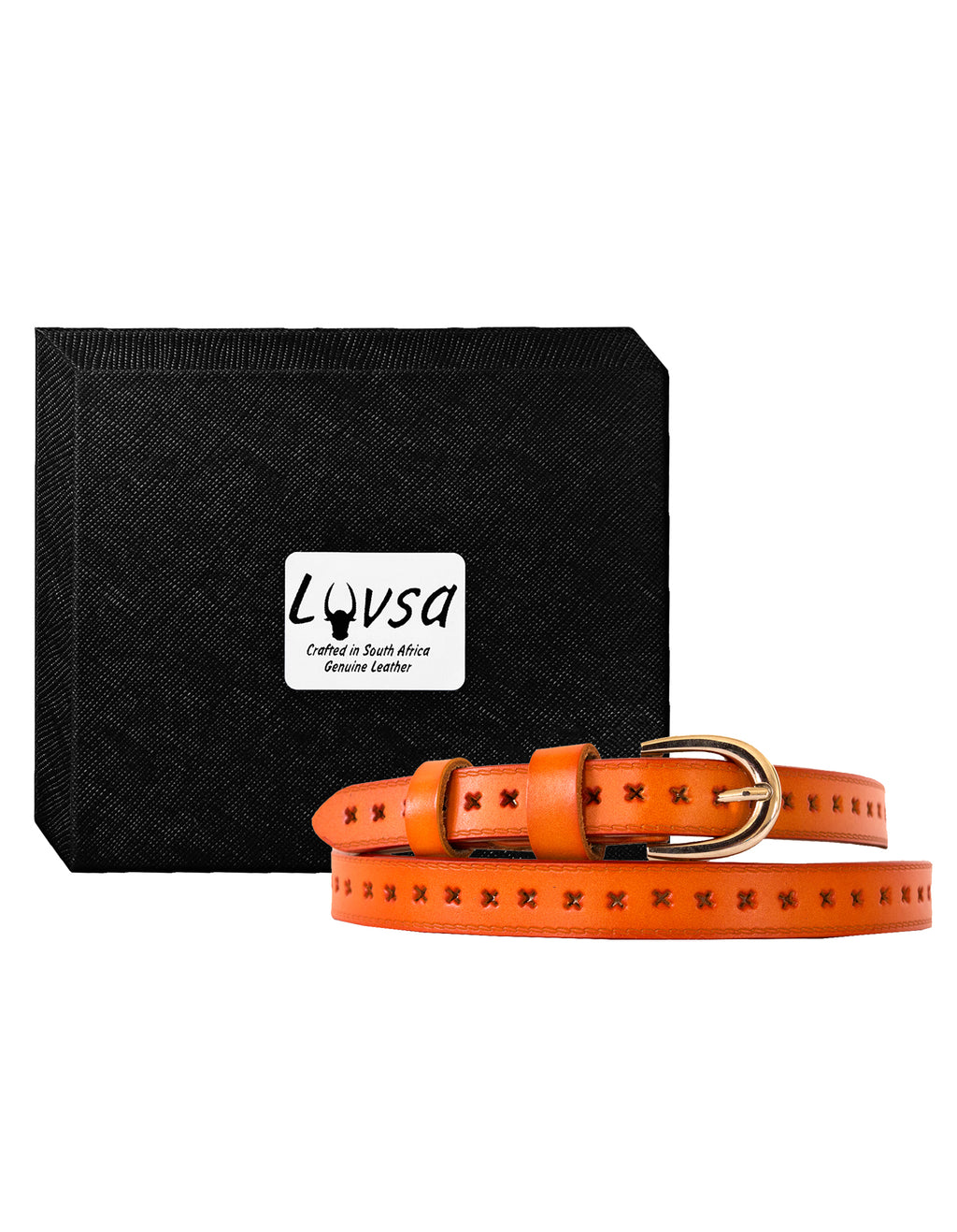 Luvsa LS2022C Women’s Genuine Leather Belt One Size/ Silver Tone Buckle with Box