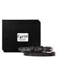 Luvsa LS2022E Women’s Genuine Leather Belt with Star Design One Size/ Silver Tone Buckle with Box