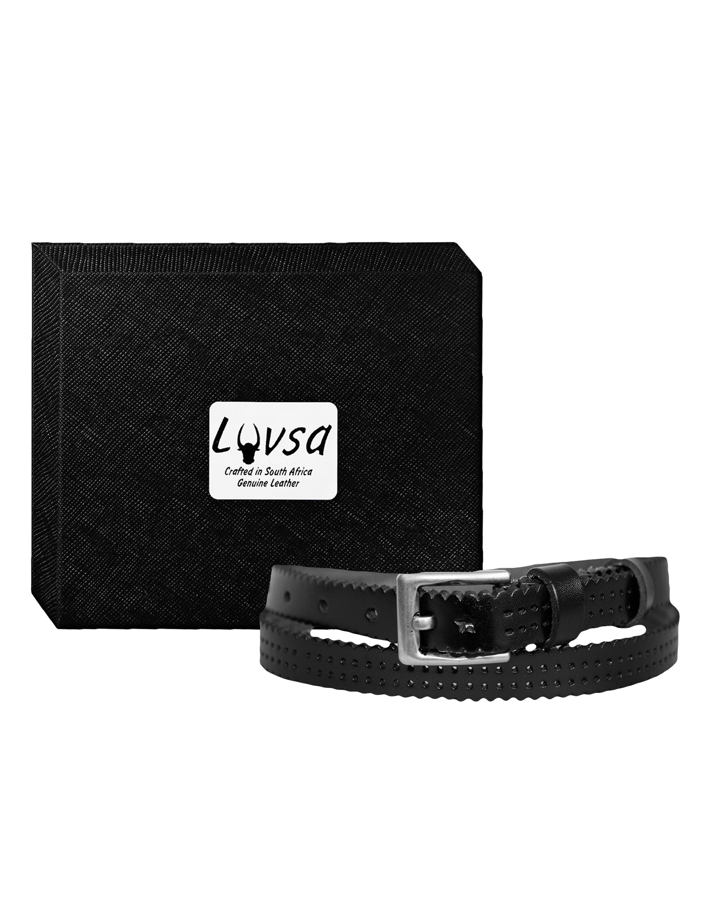 Luvsa LS2022F Women’s Genuine Leather Belt  One Size/ Silver Tone Buckle with Box