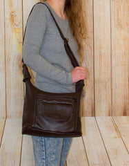 Luvsa LS-AR301 Full Grain Genuine Leather Tote Hand & Shoulder Bag