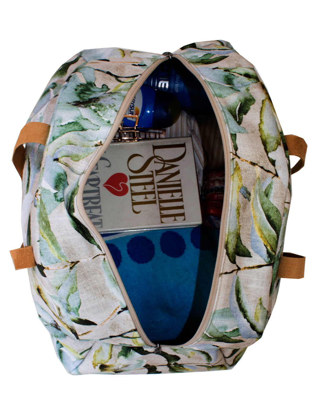 Luvsa LSHJT901 Polycotton & Genuine Leather Straps Weekender/ Overnight Bag