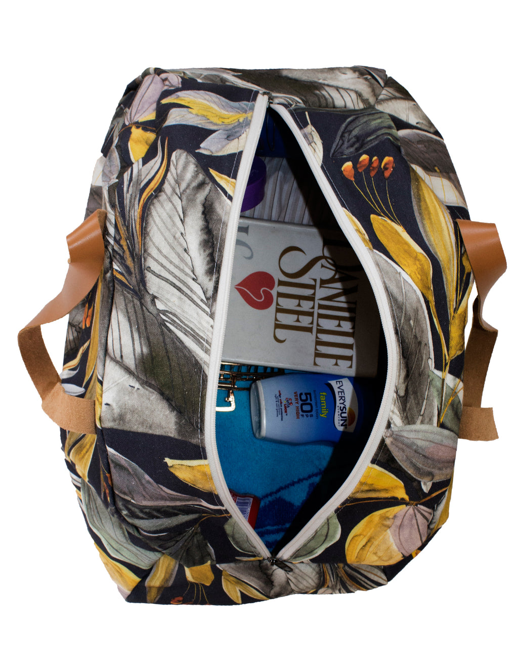 Luvsa LSHJT901 Polycotton & Genuine Leather Straps Weekender/ Overnight Bag