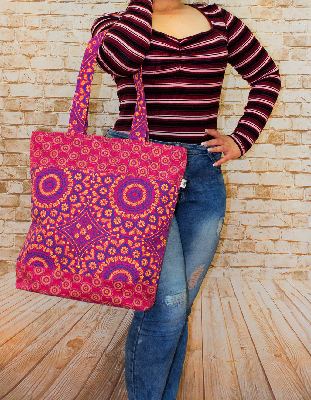 Luvsa LSIOM704 ShweShwe 100% Cotton Women's Shoulder Shopping Bag