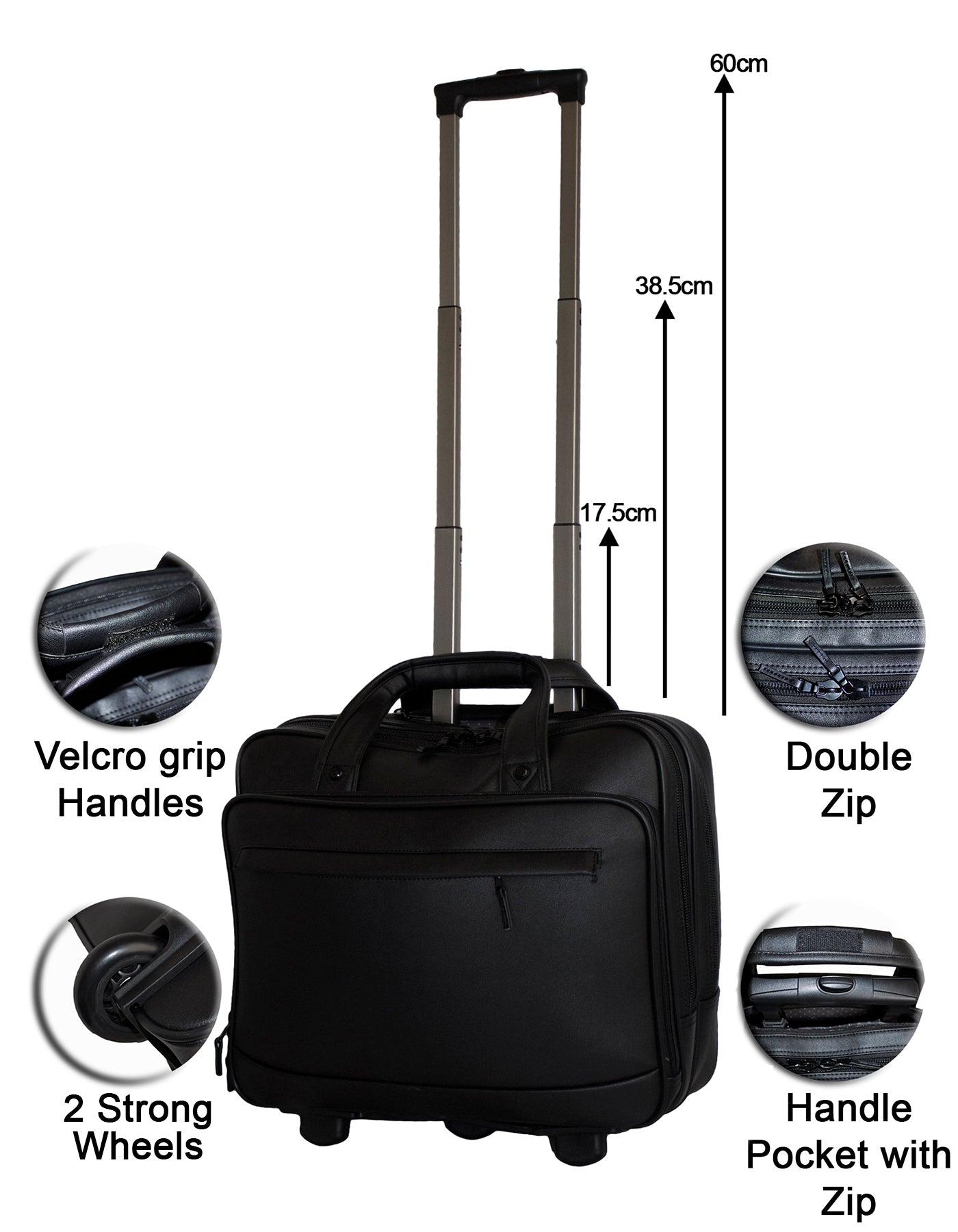 Fino LT065P Faux Leather 17" Laptop Pilot Case - Black